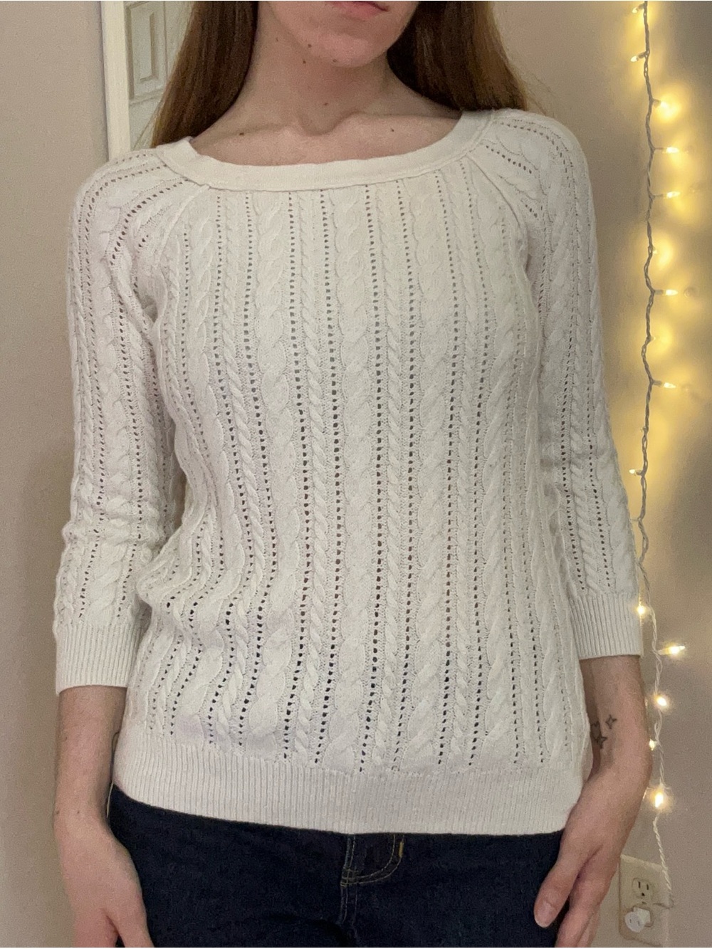 Cream Y2K American Eagle Outfitters Sweater